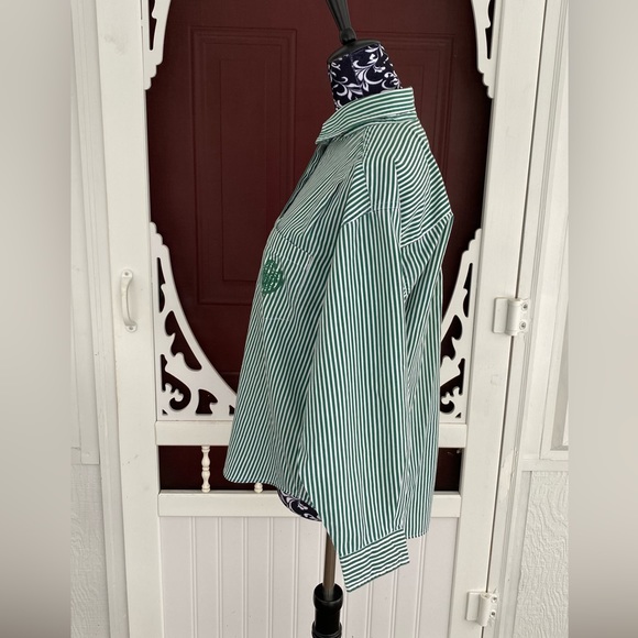 Separate Issue Women’s Striped Pleated Long Sleeve Button Up Shirt Size 10 - Picture 5 of 16